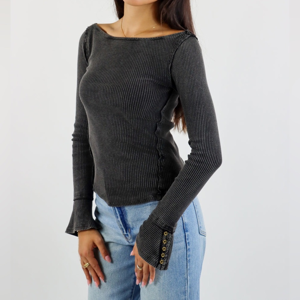 FREE PEOPLE We The Free Soul Sister Ribbed Top Black NWT Size XS - Picture 12 of 16